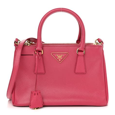 PRADA Saffiano Small Galleria Double Zip Tote Peonia